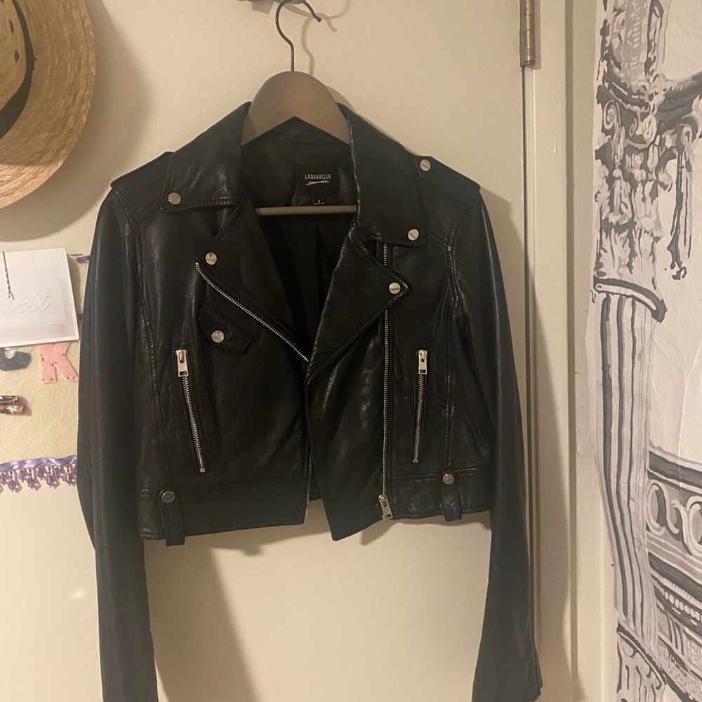 CIARA | LEATHER CROP BIKER JACKET Like New 🤩❤️ - Picture 5 of 10